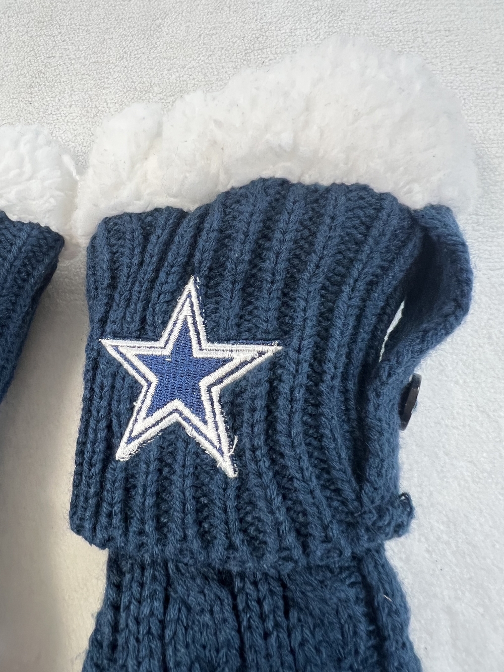 Dallas Cowboys Navy Blue Cable Knit Sherpa Lined Slipper Boots Star Logo Mens L - Picture 4 of 7